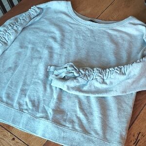 Cozy Gray Ruched Sleeve Sweatshirt
